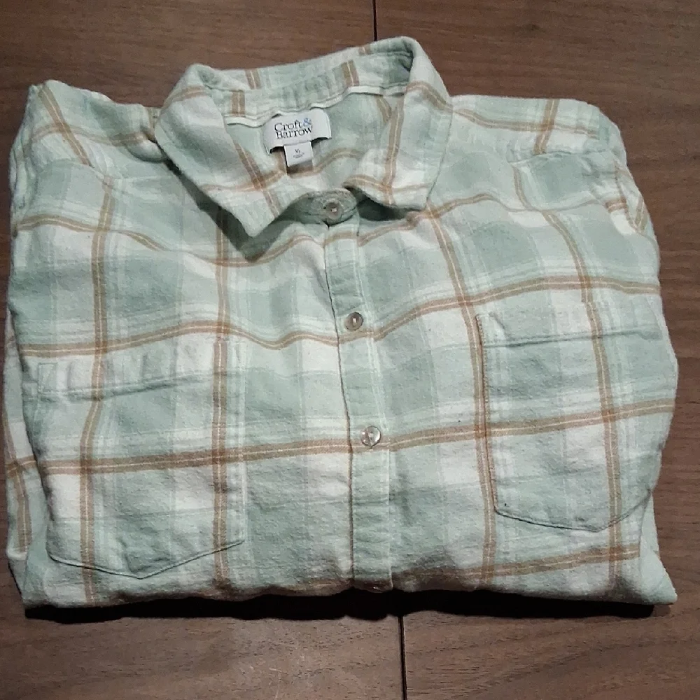 croft & barrow Light Mint Plaid Button-Down Shirt - Picture 4 of 4